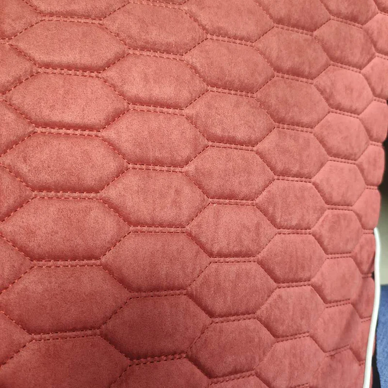 Quilted Fabric Embroidery Suede Fabric Suede Fabric With Foam and Stitching Goof for Car Seats Car Leather  Custom Fabric