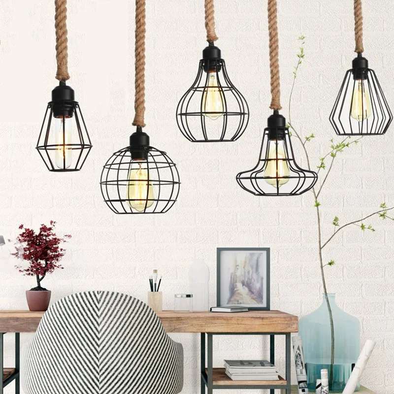 black rope pendant light