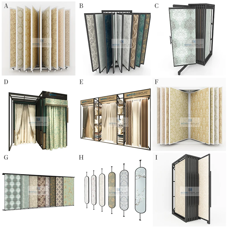 Customize Size Double Side Double Slider Wallpaper Display Stand Rack for Showroom