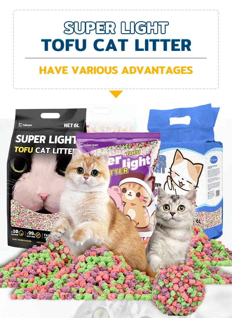 Haisen Bulk Polymer Tofu Cat Litter Sand Tidy Mixed Tofu Cat Litter
