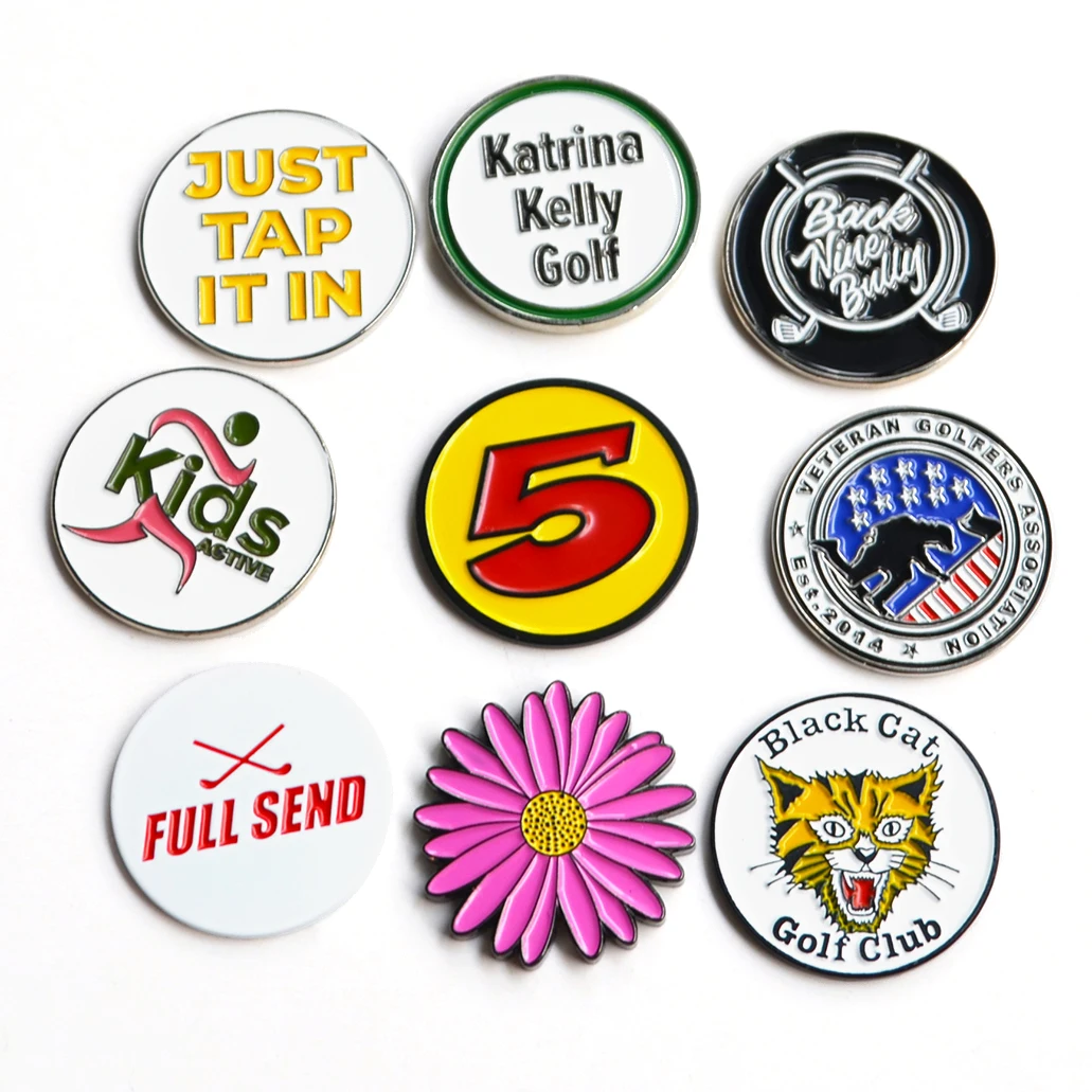 Custom Various Design Metal Ball Markers Golf Accessory With Your Own Logo Four Leaf Clover