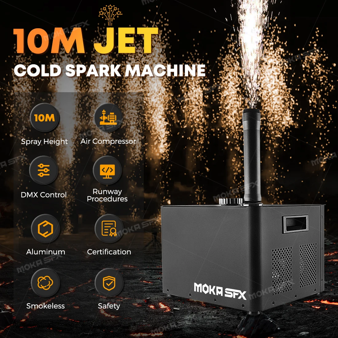 MOKA SFX 4-10m Jet Spray Cold Fireworks DMX Spark Machine