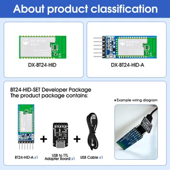 Kit Sviluppo Bluetooth DX-BT24 HID+BLE 3.3V/5V – Modulo UART Con Comandi AT E Riconnessione Automatica