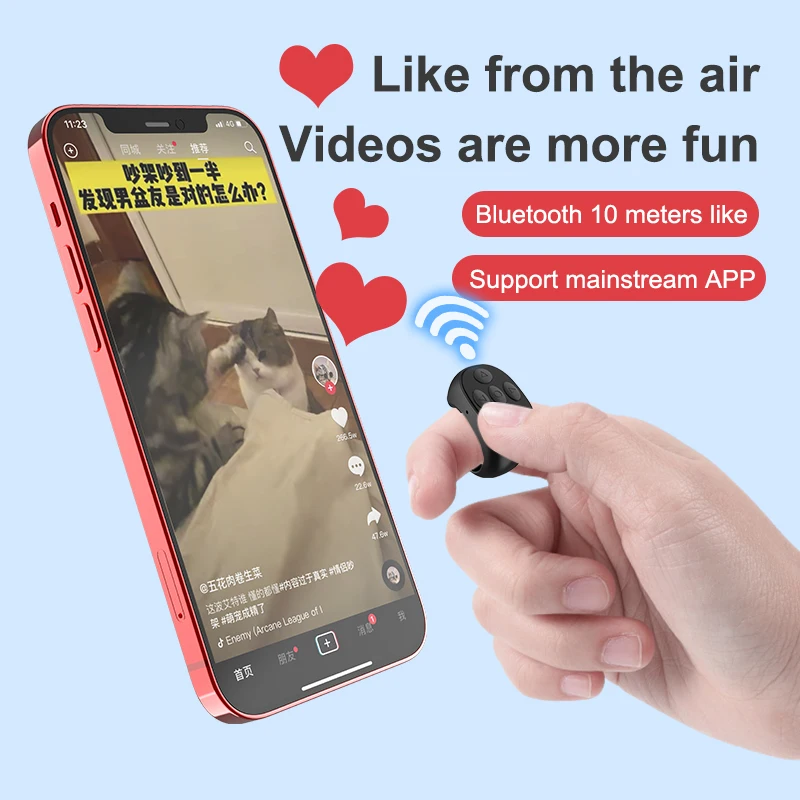 2024 TIK Tok Bluetooth Remote Control Tiktok Wireless Scrolling Control Page Turner Rechargeable with Ring Design and Charging C