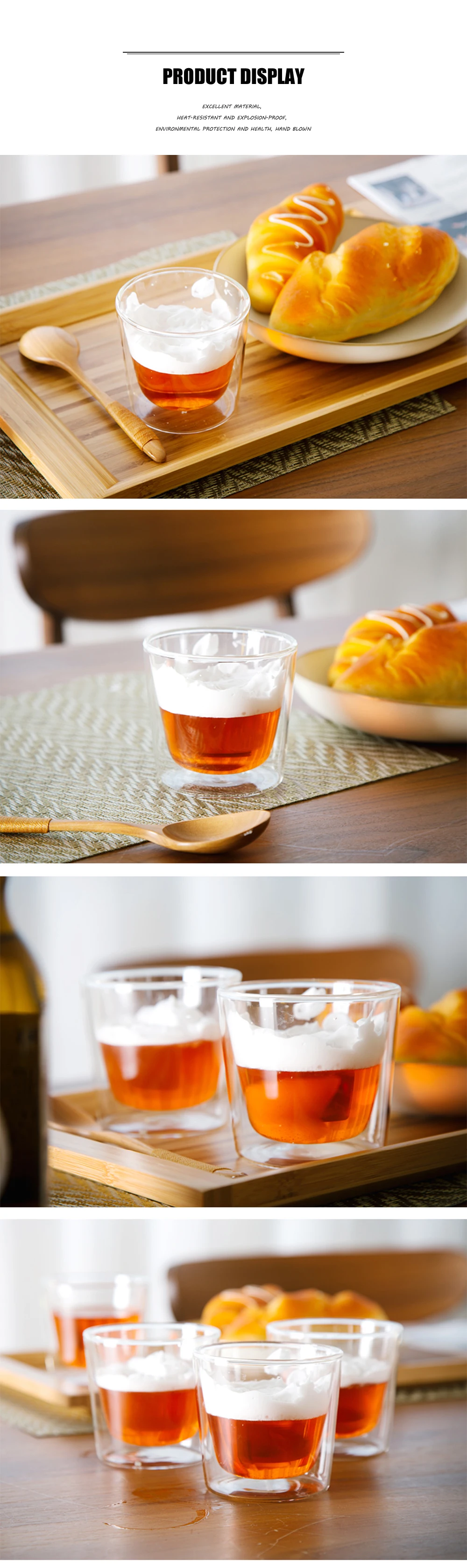 透明高硼硅双层玻璃咖啡杯