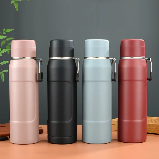 Wholesale 1000ml Portable Double Wall Stainless Steel Thermos Flask Insulated Gym Water Bottle Thermal Bottle With Handle