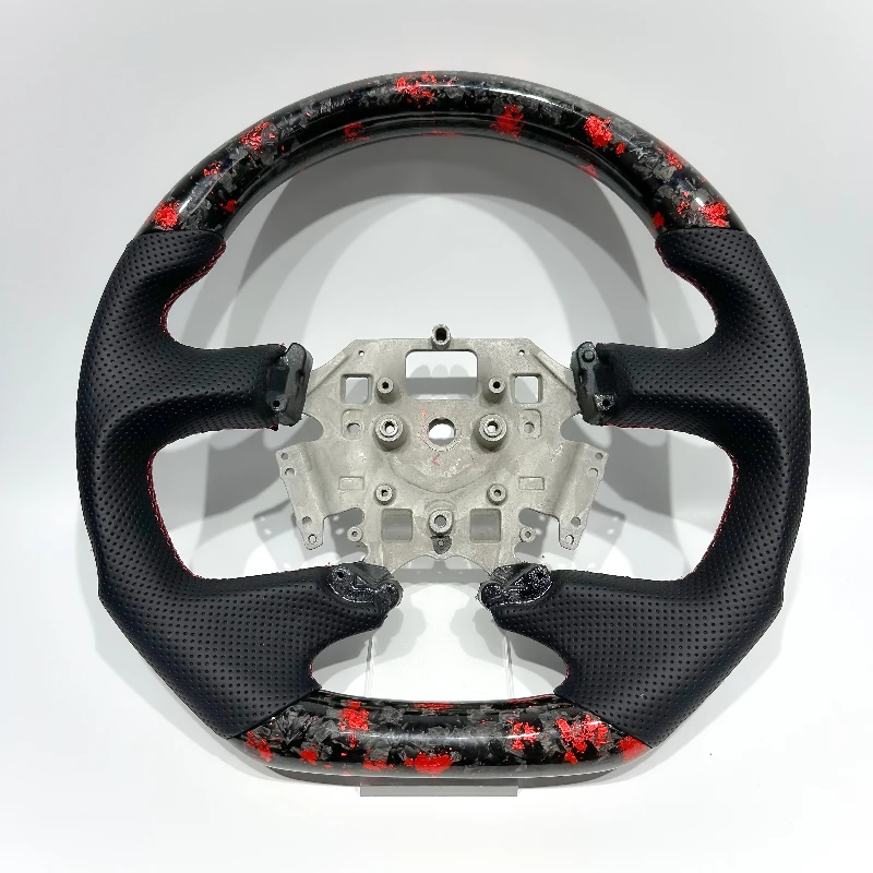 Carbon Fiber & Perforated Leather Steering Wheel for Ford Falcon FG / FGX – Red Accents