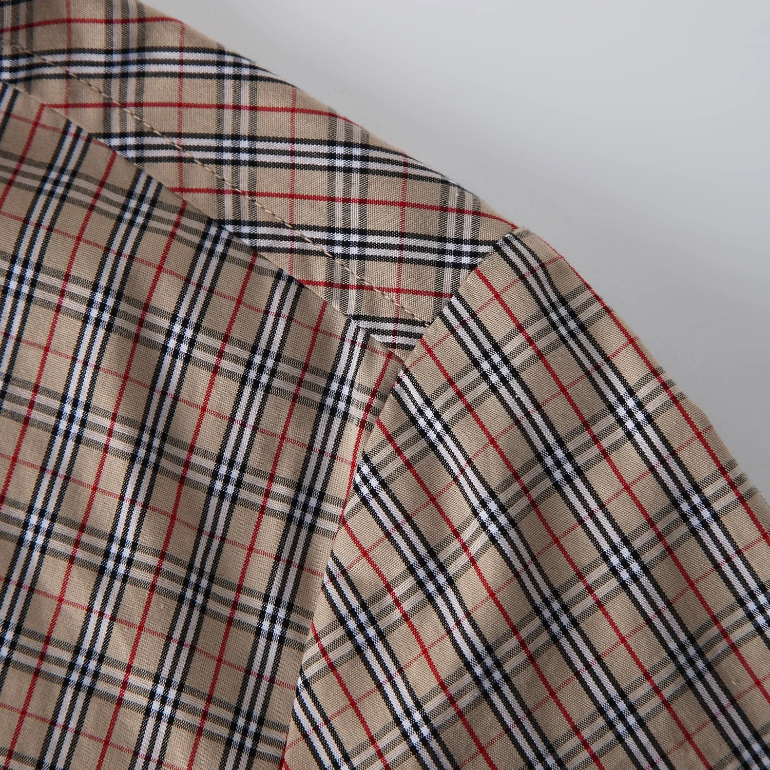Custom Designs Ladies Solid Brown Oversized Button up Long Sleeve Check Shirts Plaid Ofifce 100% Cotton Blouses Women