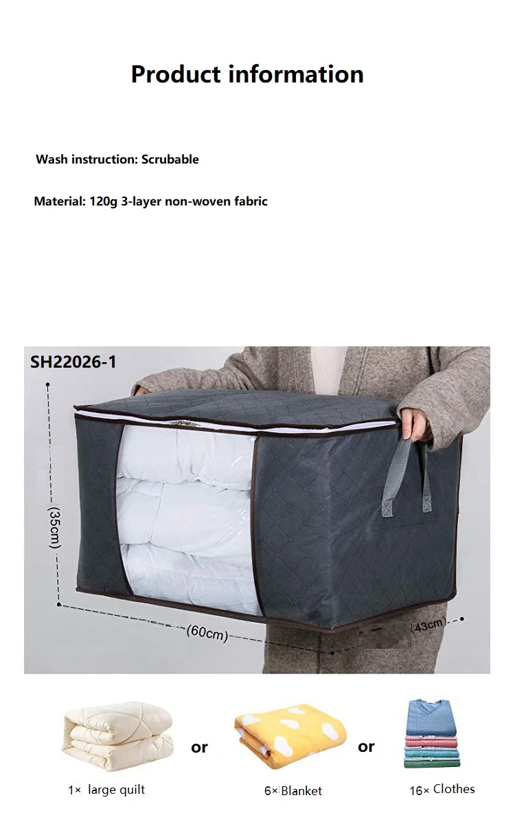 3 Colors Foldable Closet Organizer Thick Fabric Durable Handle Large