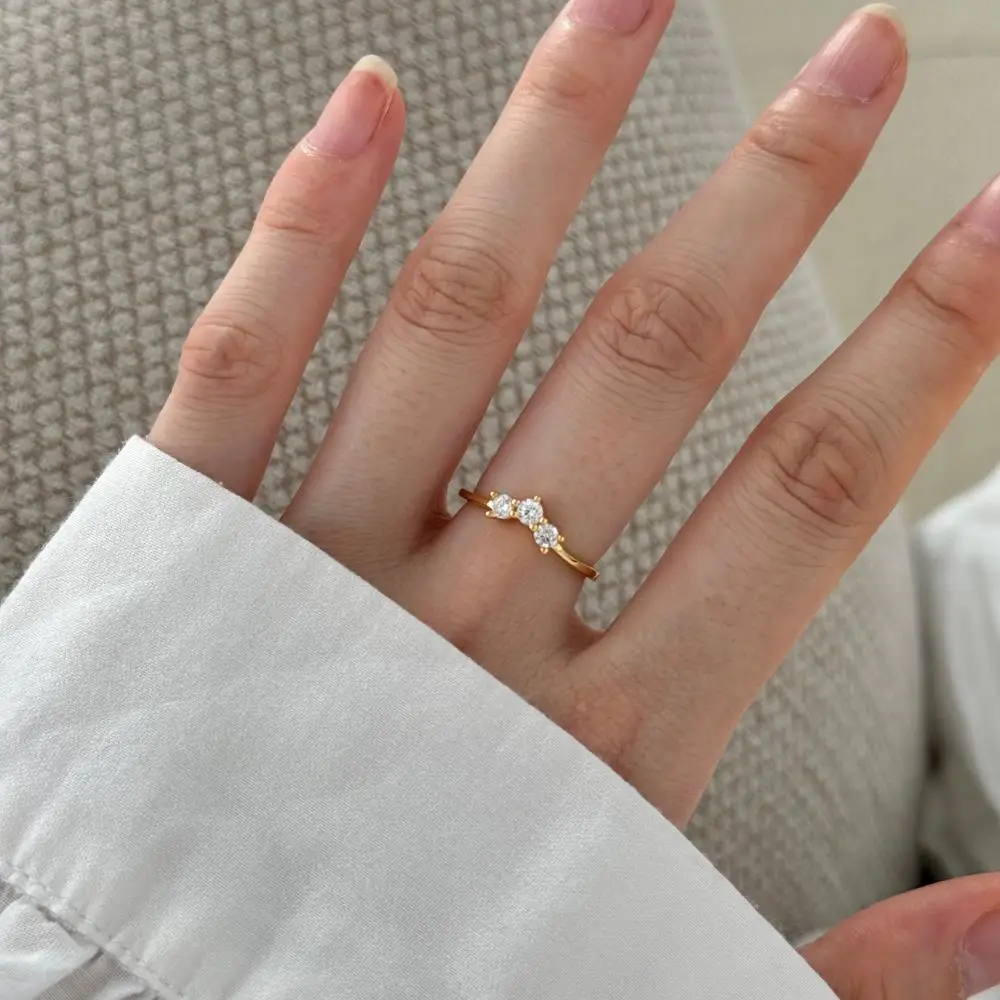 KAKODIY Tri-Zircon Linked Bat Shape Ring Jewelry for Women Wedding Open Adjustable 925 Sterling Silver Ring detail 8