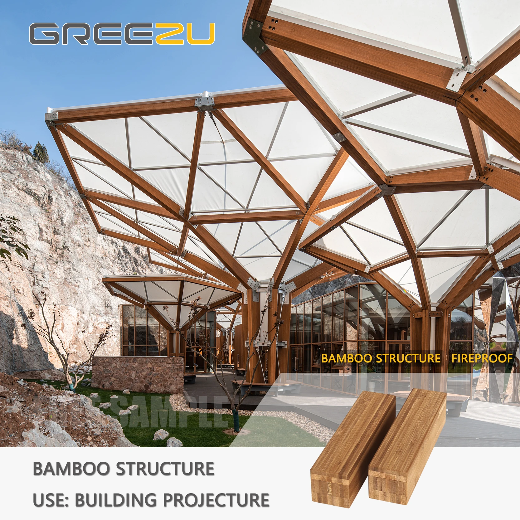 Dekorative Bambus rahmen Holzbalken fr Pergola Kreuz laminierte Sulen  Holzhaus-Bambus Holzhuser