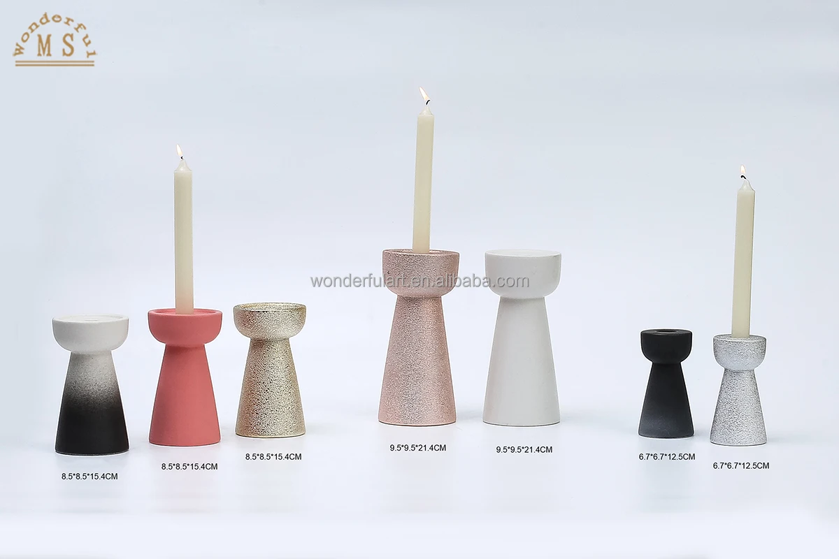 eco no metal ceramic antique candle holders column design pillar candle holder  black color for home decoration