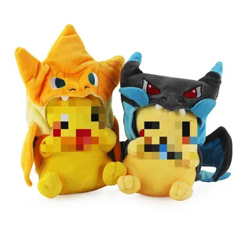 Hot Selling 23cm Small Charizard Million Blue Yellow Picachu Cosplay Transformation Cape Plush