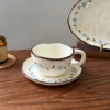 Blue floral-Flower bud 250ml cup+dish