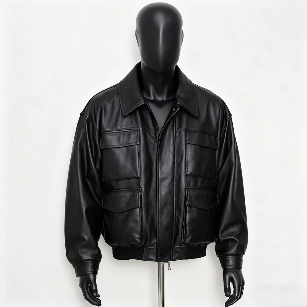 100% Genuine Cowhide Men's Leather Jacket New Stylish for Crocodile Skin Embossed Vintage Autumn Leather Jacket Coat