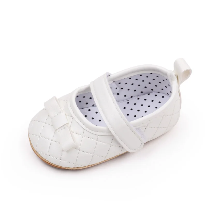 Spring & Summer Solid Color Plaid Bow Non-slip Soft-soled Baby Shoes for Girls factory