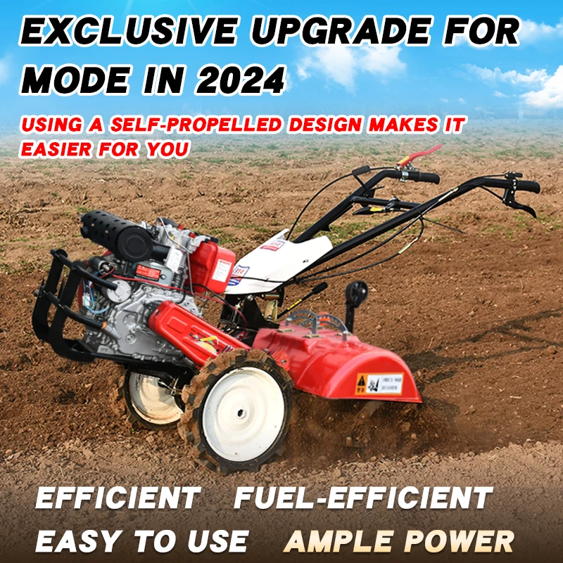 Hand Tractors for Agriculture Mini Power Tiller Trailer Hand Held Walking Tractor Mini Hand Tractor