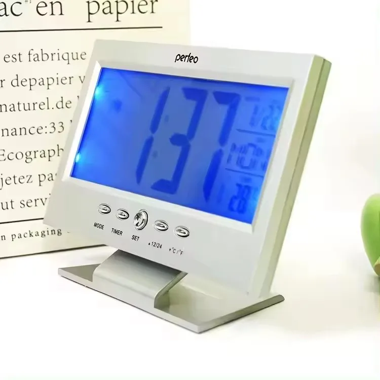Hot Sell Desktop Indoor Digital LCD Electronics Alarm Clock Snooze Calendar Temperature Display Clock