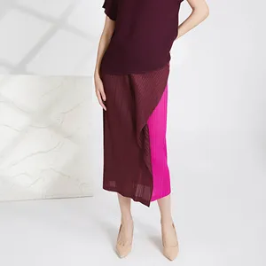 Wholesale Miyake Latest Design Clothing Fashion High Waist 100% Polyester Casual Pleated Skirt Irregular Pleated Skirt