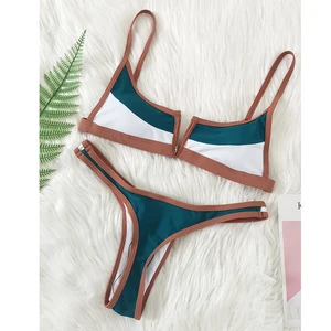 Factory Custom Leopard Print Two-Piece Thong Swimsuits Eco-Friendly Anti-UV Spandex/Nylon Luxury Beach Swimming Costume Bikini