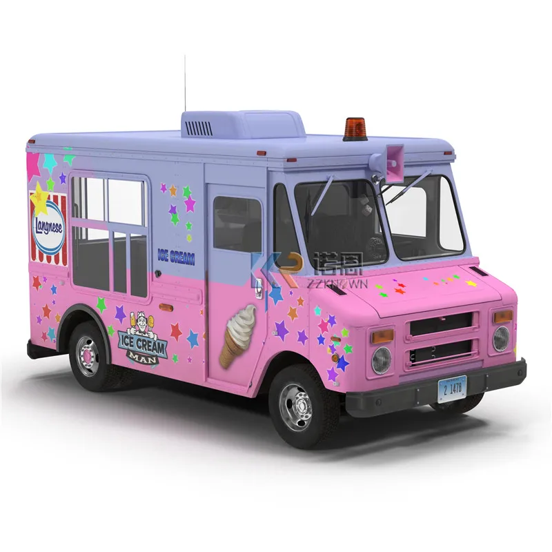 Mobile Ice Cream Food Trucks With Cooking Equipment Outdoor Kitchen Street Vending Food Cart