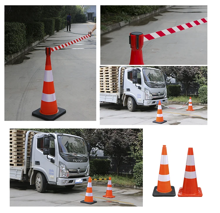 Multi Functional Black Base Traffic Cone Manufacturers Conos Seguridad Vial Road Construction