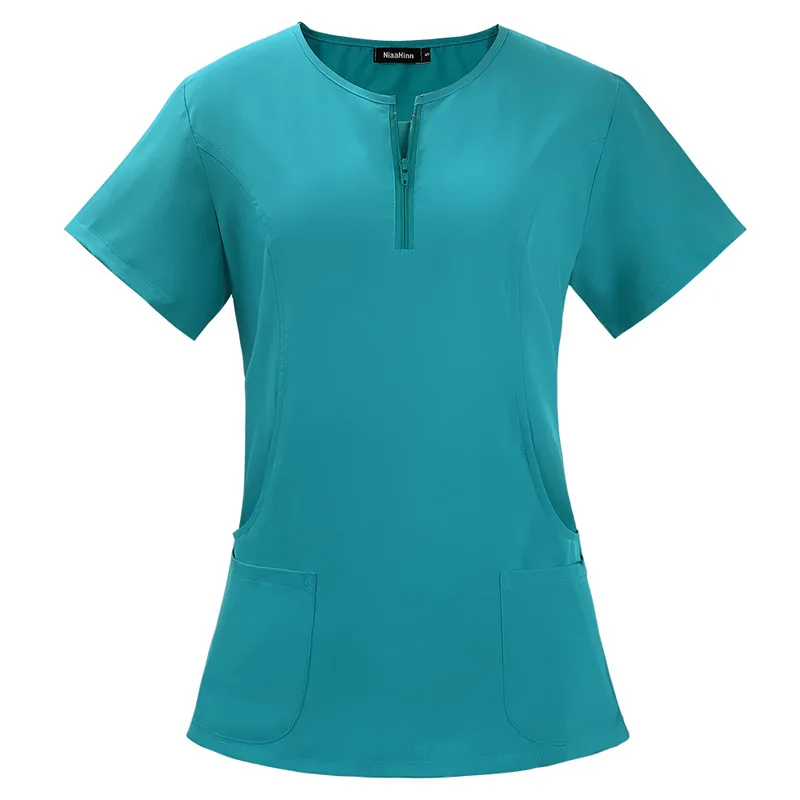 Hot Selling Nurse Scrubs Tops Unisex Quick-Drying Fashion Short-Sleeved Hospital Uniforms Nursing Service Work Clothes Summer