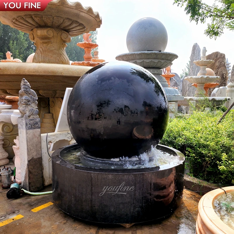 YOUFINE Two-Tier Granite Garden Fountain with Sphere Outdoor Decor for Villa Landscape
