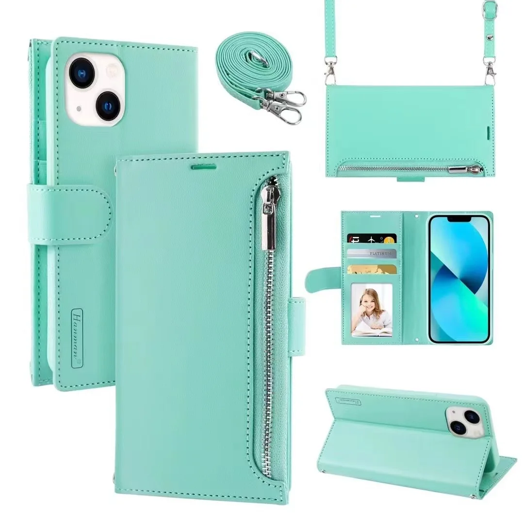 Laudtec Leather Wallet Case For iPhone 16 Pro Max Soft Touching With Strap Woman Crossbody Fashion Style Myc1251 details