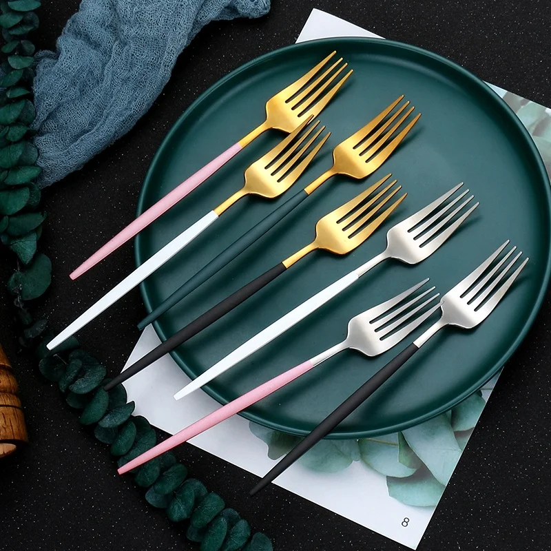 Gold & Black Plastic Cutlery Set for 8