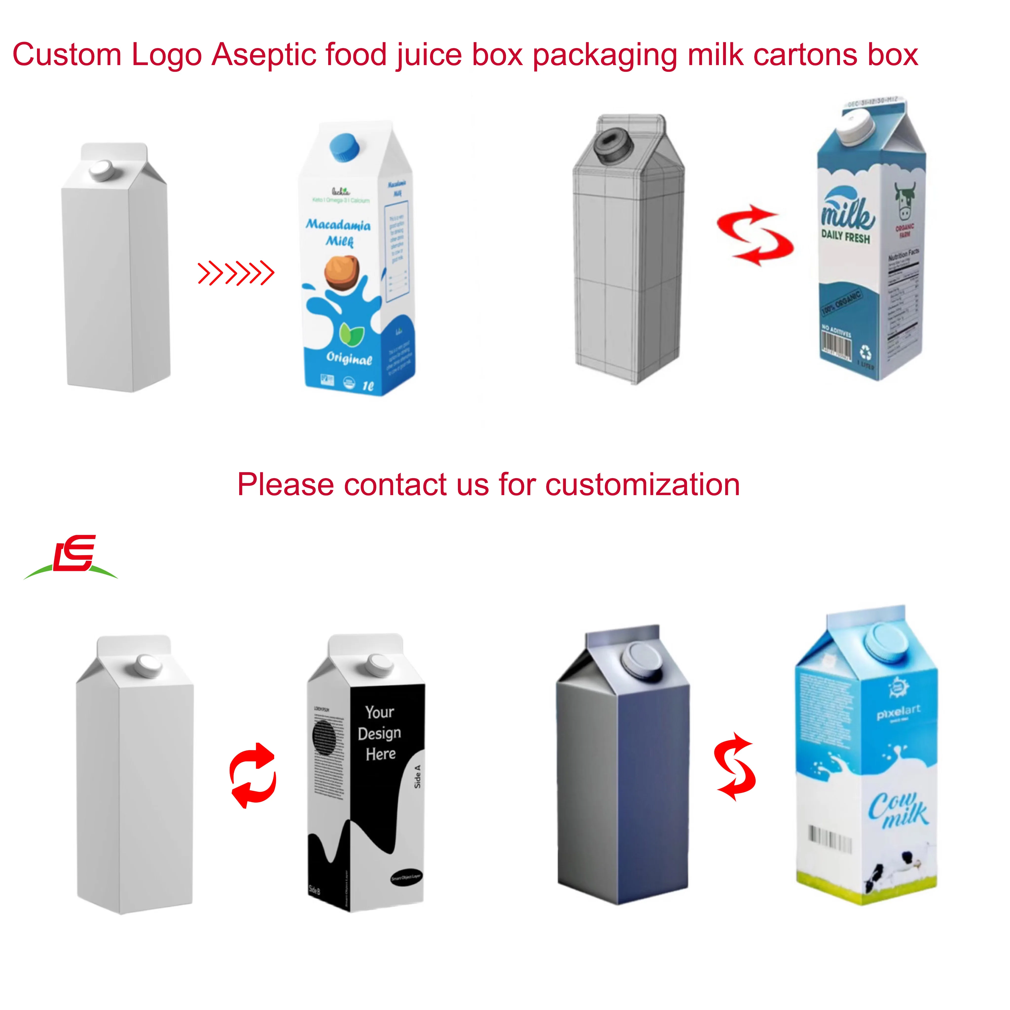 Custom Aseptic Liquid Packaging Beverage Fruit Vegetable Juice Milk