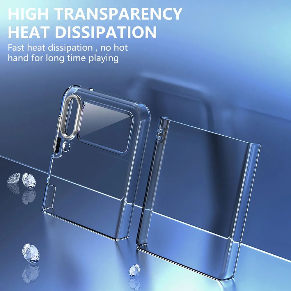 Laudtec Sjk949 Transparent Phone Case Clear Cover Pc Hard Anti Yellow Shockproof Metal Lens For Samsung Z Flip6 Flip5 Flip4 3 factory