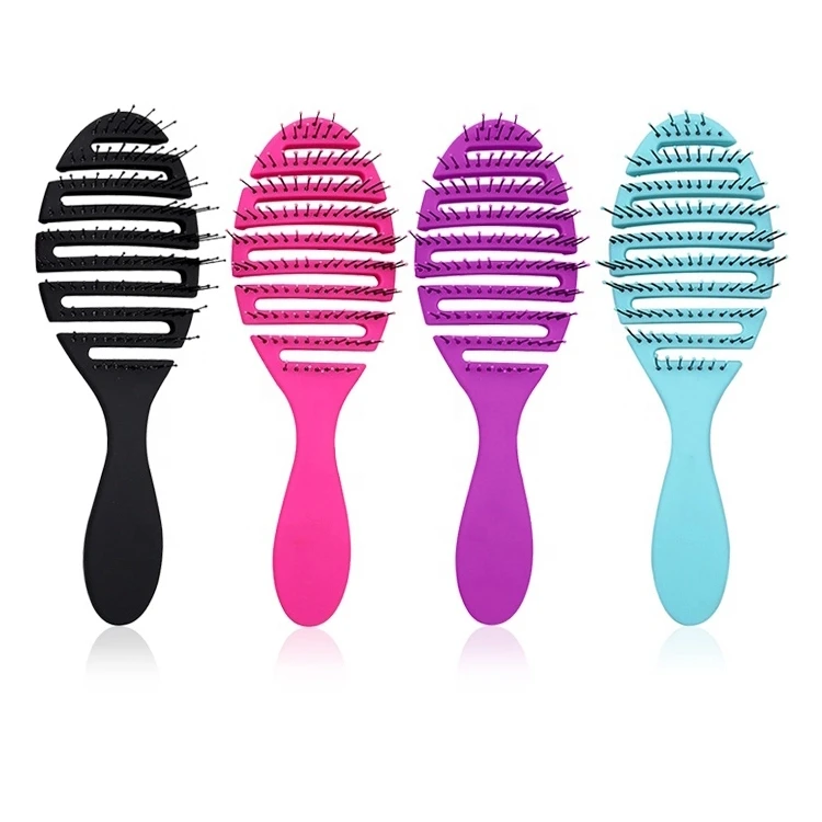 Salon Anti-Static Flex Styling Hairbrush Personalized Detangling Curved Vented Plastic Hair Brush fo