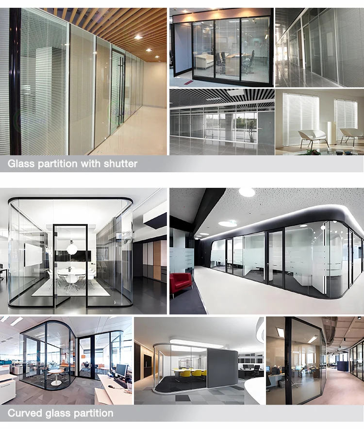 Frameless Glass Wall Partition Divider With Hinge Door for Office Villa ...