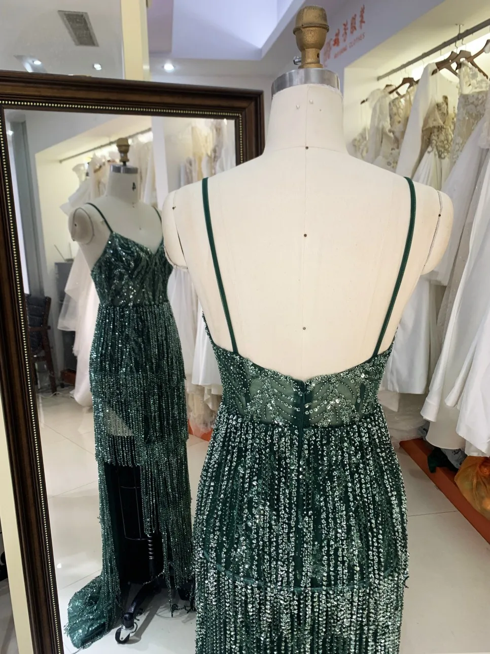 2025 V Neck Elegant Evening Prom Dress Beaded With Tassel Sequined Dress for Women Elegant Floor-length Dress