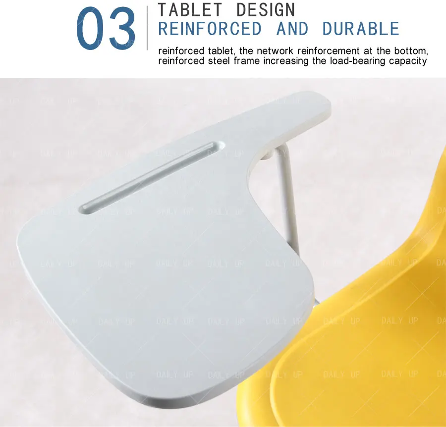Solid School Training Chair With Tablet Stackable Metal Frame Office Chair With Ergonomic Backrest For Students And Meeting