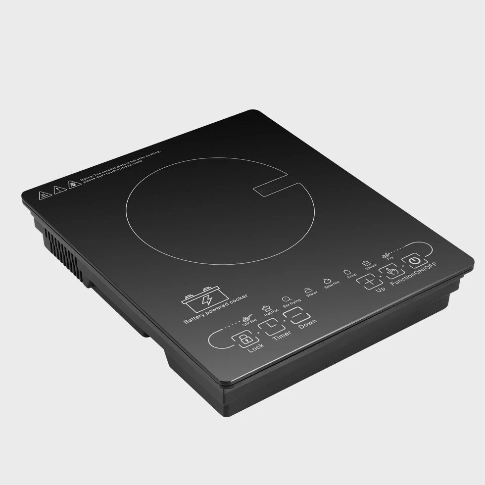 DC 12V Solar-Induktionskochfeld 1500W Solarbetriebenes Induktionskochfeld  24V/48V Solar 1 Kochzone Schwarz Rot Elektrisch 12 Zoll Touchscreen