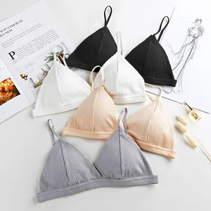 Wholesale Custom Cotton Wrapping Bra Solid Color Sexy Triangle Cup Lingerie Sling Strapless Underwear
