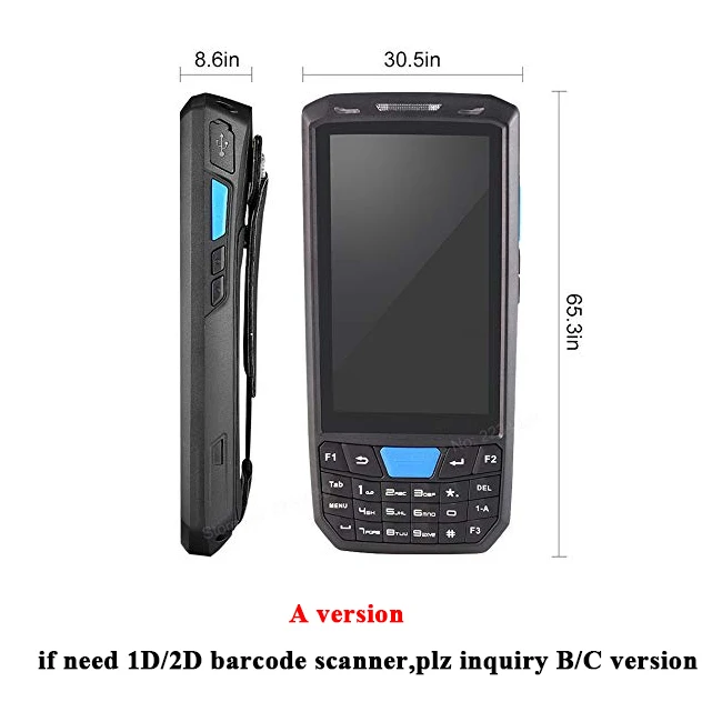 Android 10 Rugged Handheld PDA 1D 2D Barcode Scanner Full Touch