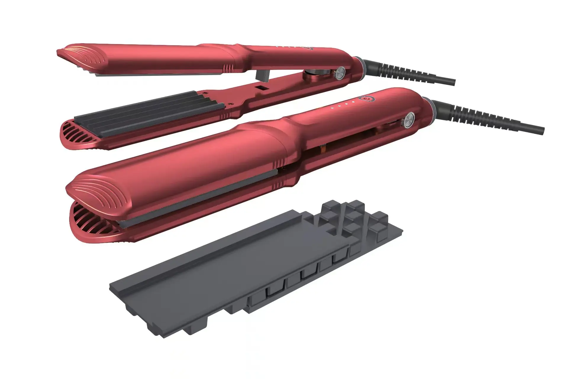 Professional 3D Grid Hair Straightener with LCD Display 5 Kinds Plates Interchangeable Wide Plate Flat Iron