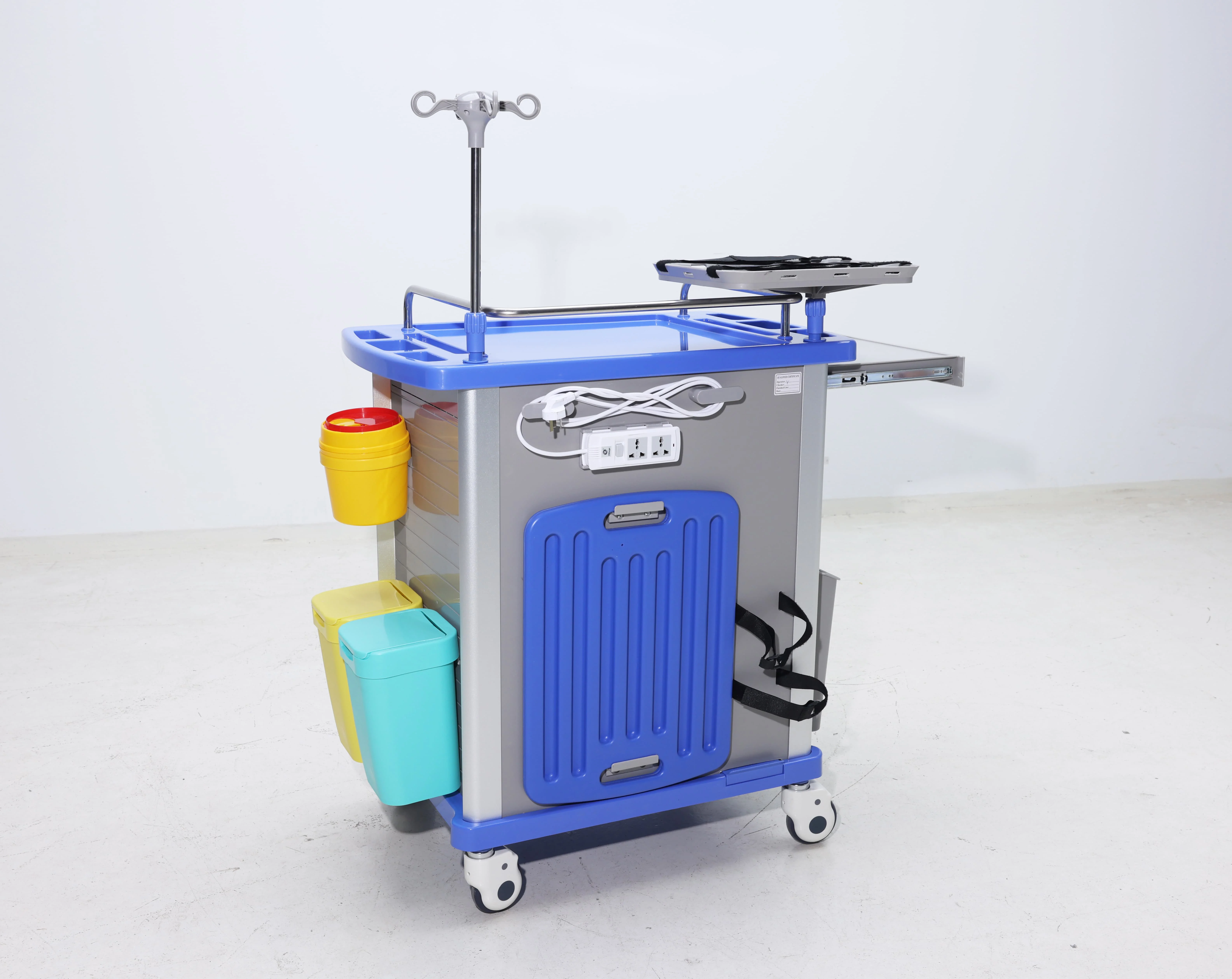 Advanced Emergency Response Cart with CPR Board Oxygen Cylinder Mount Vital Sign Monitor ABS Material Modern Hospital Design 2