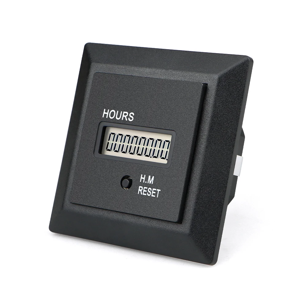 HM-1R Power-on Timing 0~999999H59M LCD 8-bit Display 100-240V AC Hour Meter With Reset Function Counter