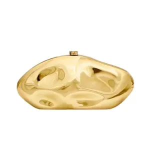 2026 New Acrylic Candy Pattern Shell Shape Clutch Bag Women Evening Party Cute Metal Shiny Gold Silver Handbag