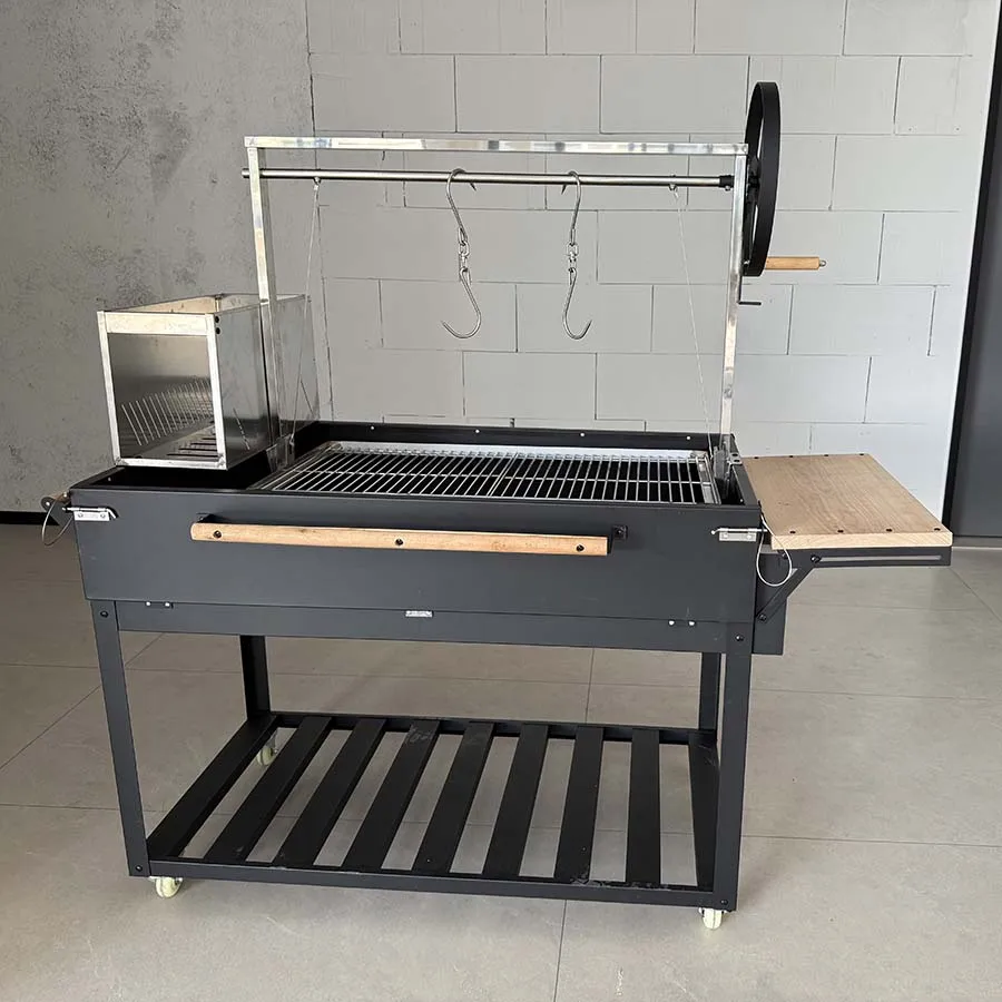 Modern Steel XL Santa Maria Style Powder Coated Wind Guard Argentine Barbecue Charcoal Grill with Side Table factory