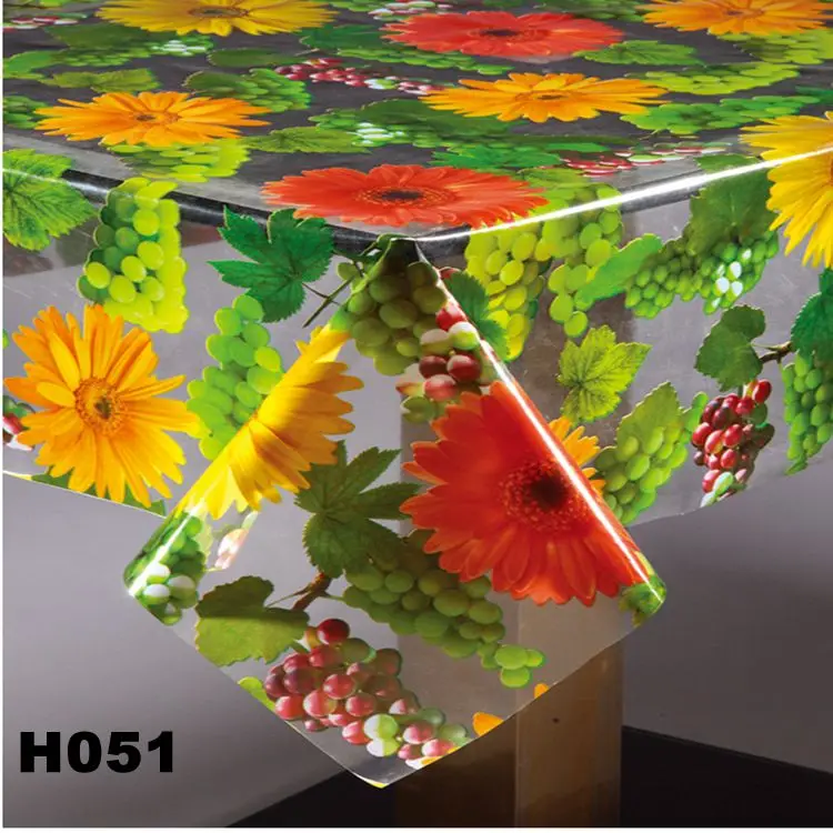 Print Vinyl Tablecloth Transparent Plastic Table Cover PVC Film Roll