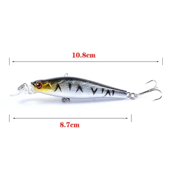TCE 8.5cm 8.4g Minnow Lure Long Casting Fishing Bait 5 Colors 3D Eyes Bionic Hard Lure with Hooks for Perch Saltwater Fishing – Minnow – view 5