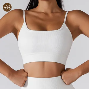 In Stock Gym Sexy Yoga Top Women Fitness Adjustable Sports Bra Quick Dry Ribbed Yoga Bra