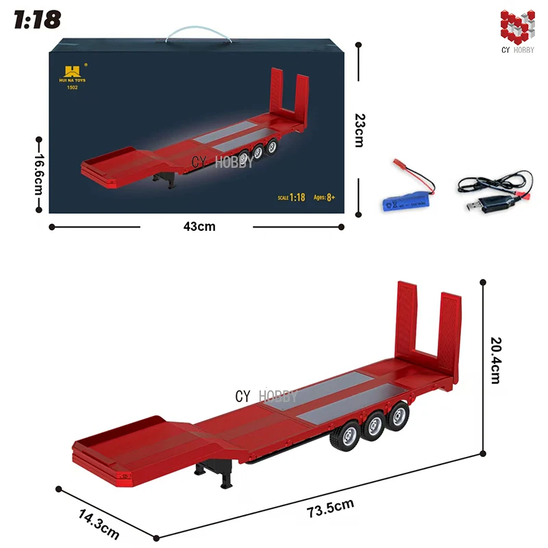 HUINA 6輪トレーラー1/14 Huina 1318 1:24 Semi-alloy Remote Control Flatbed Trailer Toy (2025 MO