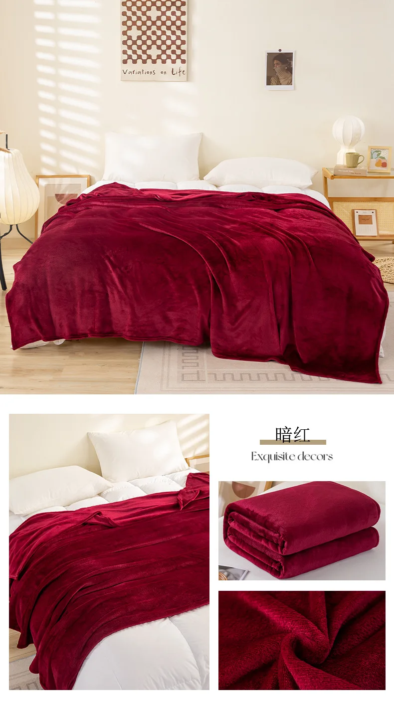 Luxurious Plush Faux Fur Double Layered Cozy Microfiber Bed Blanket Solid Colors 80% Promotion Sale Freshly Overproduced
