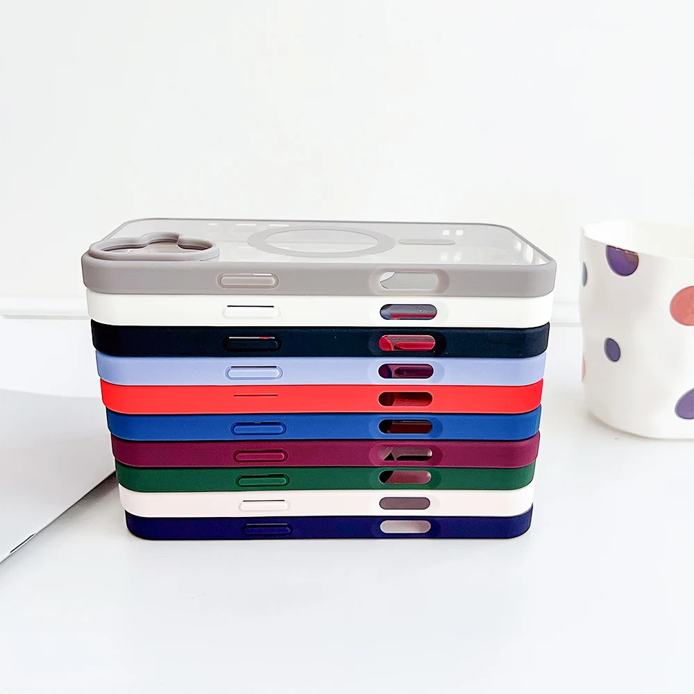 Transparent Magnetic hard Colorful phone case For iPhone 14 PRO MAX 16